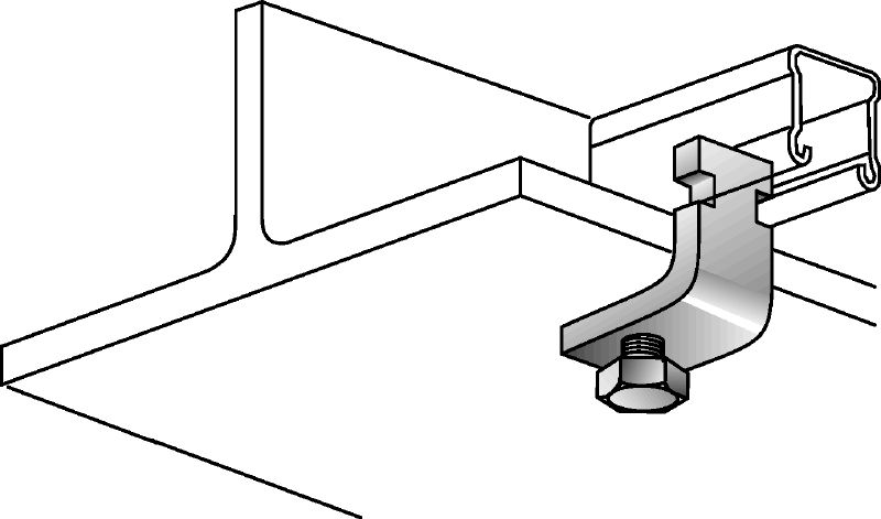 Klamra dźwigara MQT-C-R Klamra dźwigara ze stali nierdzewnej (A4) do mocowania szyn montażowych MQ bezpośrednio do belek stalowych