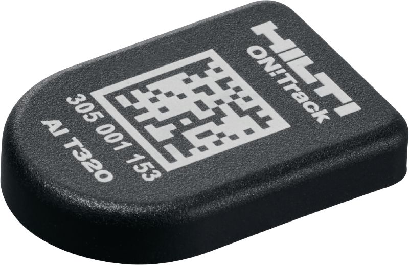 Inteligentny tag AI T320 ON!Track Bluetooth® Wytrzymały tag aktywny do śledzenia lokalizacji sprzętu budowlanego i zapotrzebowania na sprzęt tylko za pośrednictwem systemu Hilti ON!Track 3 – zoptymalizuj zasoby i zaoszczędź czas potrzebny na zarządzanie nimi